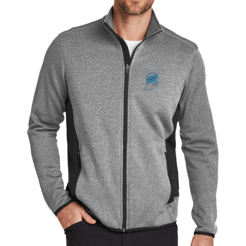 Full Zip Heather Stretch Fleece Jacket - Outlined Thumbnail